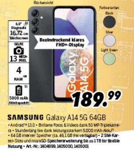 Samsung Galaxy A14 5g Angebot Bei Aldi SÜd 1prospektede