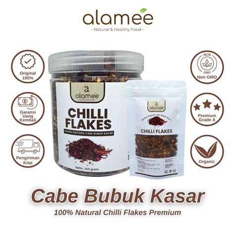 Jual Cabe Bubuk Kasar Chilli Flakes Cabai Bumbu Organik Rempah Rimpang