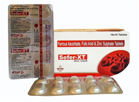 Sefer Xt Ferrous Ascorbate Folic Acid Zinc Sulphate Tablets At