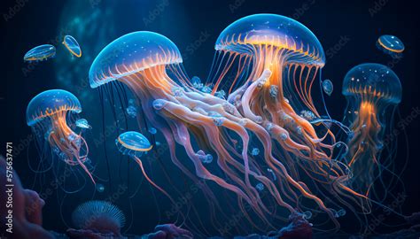 Beautiful jellyfish in its natural habitat. The stunning beauty of the ...