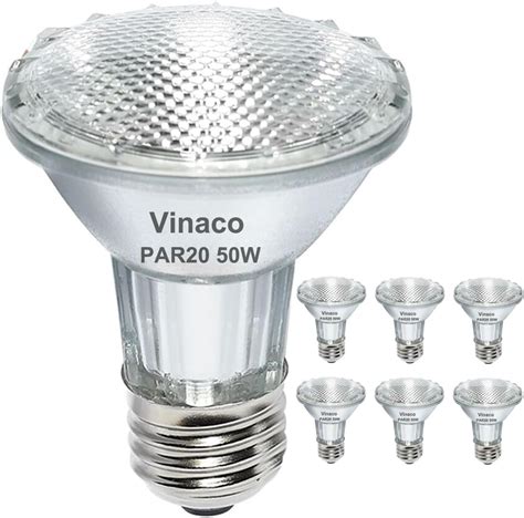 Vinaco Par20 Bulbs 6 Pack 120V 50W Par20 Flood Light Bulbs E26 Medium