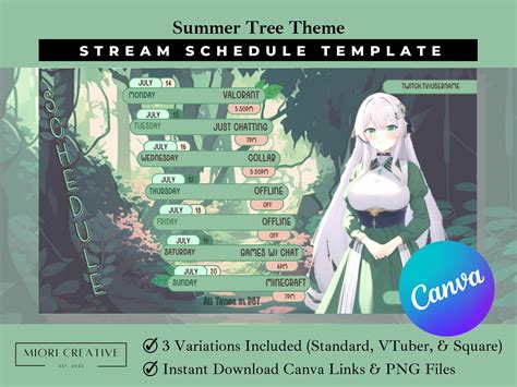 Forest Vtuber Schedule Template Green Pngtuber Stream - Etsy Canada in ...