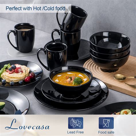 Lovecasa Dinnerware Sets Porcelain Dinner Set For 4 16 Piece Round