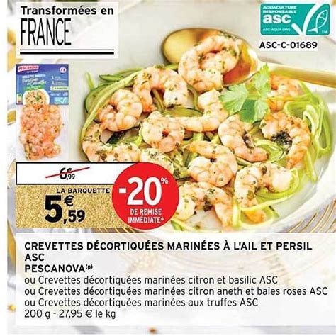 Promo Crevettes décortiquées marinées à l ail et persil asc pescanova