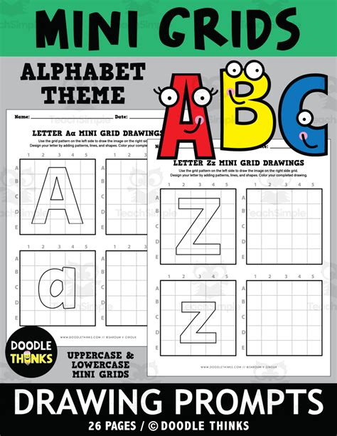 Alphabet Mini Grid Art Drawing Prompts By Teach Simple