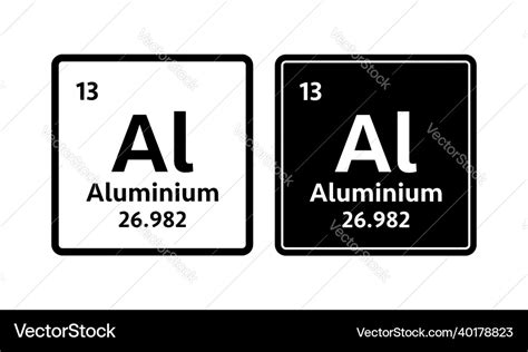 Aluminium Symbol Chemical Element Of The Periodic Vector Image