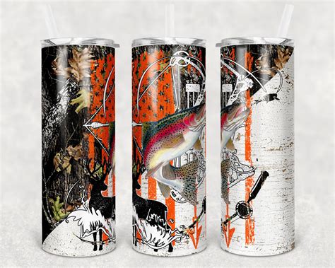 20 Oz Skinny Tumbler Sublimation Design Template Trout Deer Etsy Canada