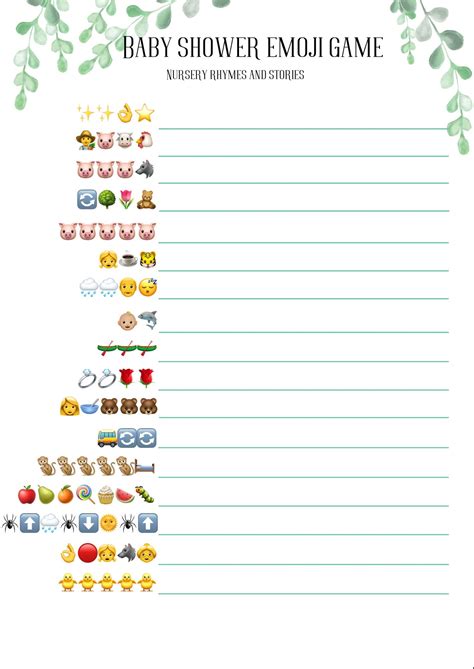 Free Printable Baby Shower Emoji Pictionary Quiz Off