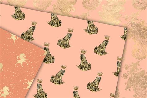 Peach And Gold Princess Digital Paper Seamless Blush Pink Etsy