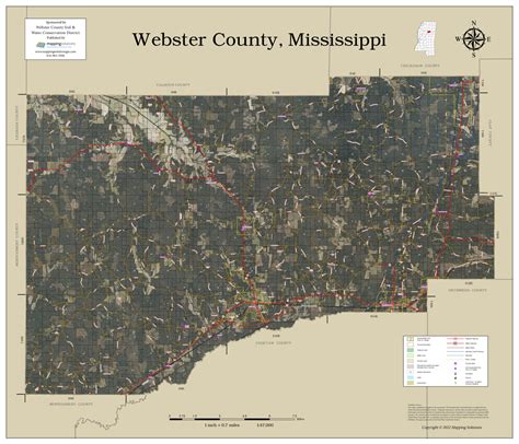 Webster County Mississippi 2022 Aerial Wall Map Mapping Solutions