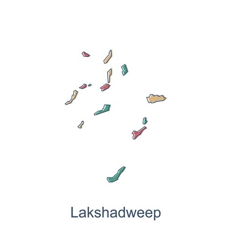 Lakshadweep Map Vector Illustration With Line Modern Illustrated Map