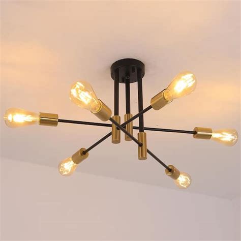 Yansun In Light Black Unique Modern Sputnik Semi Flush Mount