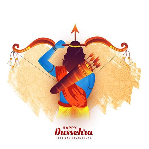 Free Vector Lord Rama Happy Dussehra Festival Wishes Card