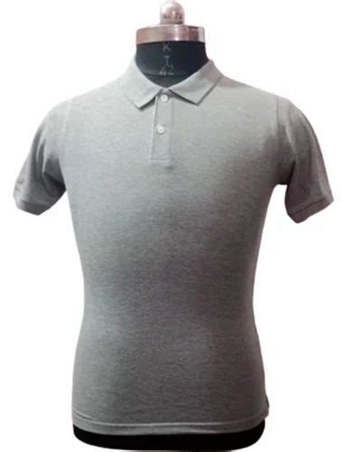 Plain Men Poly Cotton Grey Collar T Shirt At Rs 215 Piece In Ludhiana