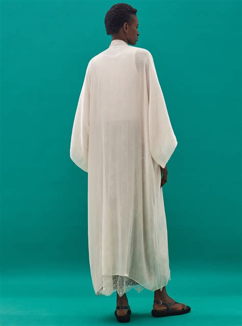 Vanilla Shimmer Shimmering And Lightweight Sheer Cream Silk Abaya With