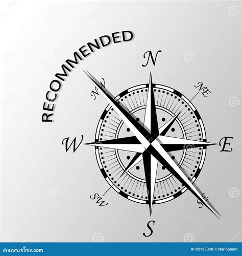 Recommended Word Written Aside Compass Stock Illustration