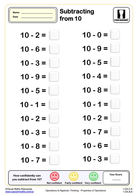 Subtraction To 10 Worksheets Worksheets Library