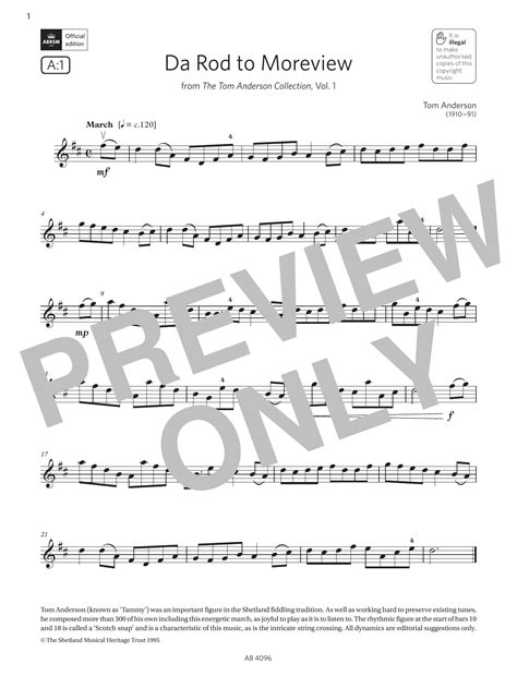 Da Rod To Moreview Grade 2 A1 From The Abrsm Violin Syllabus From