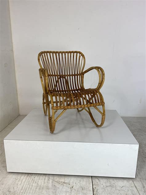 Vintage Rattan And Bamboo Easy Chair From Rohé Noordwolde 1950s For