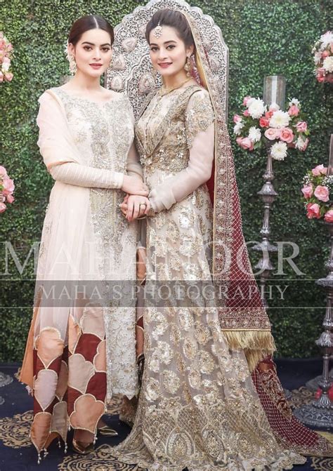 Bride With Her Sister On Her Nikkah Bridal Dresses Pakistan