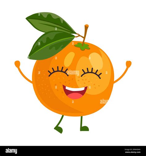 Cute Mandarin Fruit Cartoon Character Vector Illustration Comic