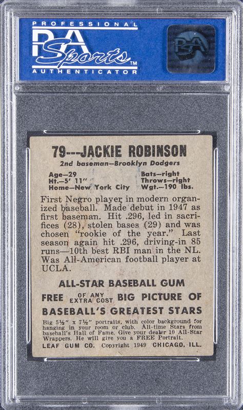 Lot Detail - 1948 Leaf #79 Jackie Robinson Rookie Card – PSA EX-MT 6