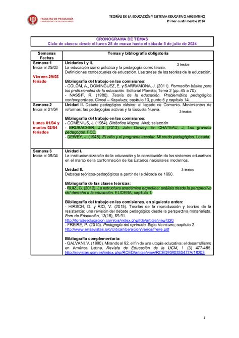 Cronograma 1er Cuatrimestre De 2024 Primer Cuatrimestre 202 4