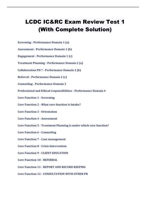 LCDC IC RC Exam Review Test 1 With Complete Solution LCDC Stuvia US