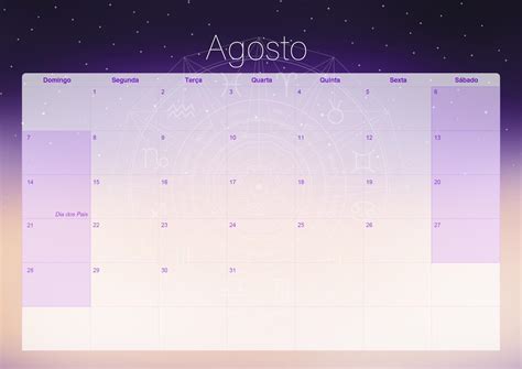 Calendario Mensal 2022 Signos Agosto Fazendo A Nossa Festa