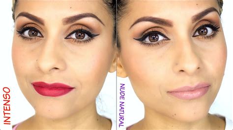 Labios Rojo Intenso Y Nude Natural Maquillaje Completo Youtube