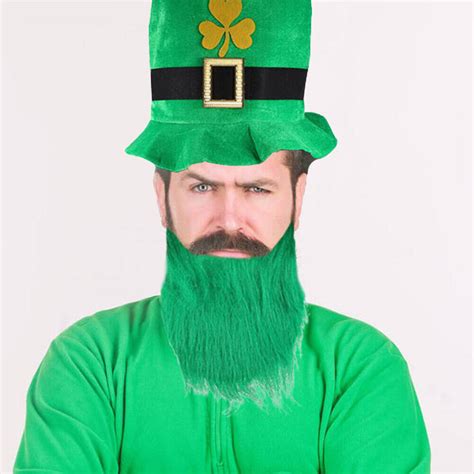 Adult St Patricks Day With Ginger Beard Party Green Leprechaun Top Hat T Soft Ebay