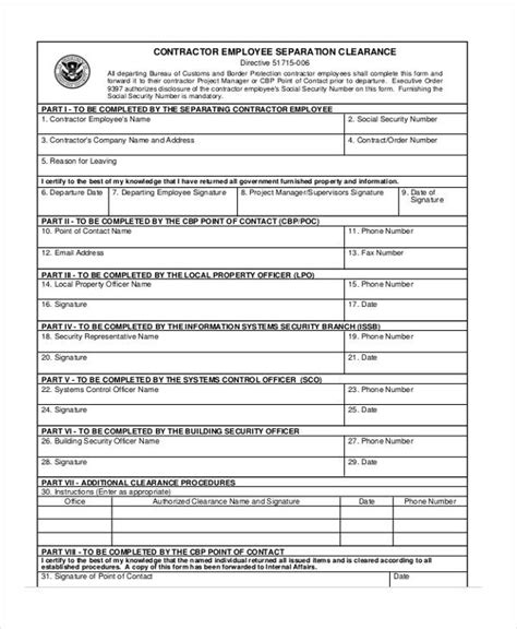 Free Employee Clearance Forms In Pdf Ms Word Excel