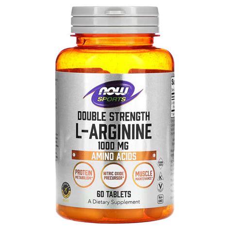 NOW Foods Double Strength L Arginine 1 000 Mg 60 Tablets