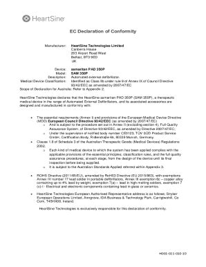 Fillable Online EC Declaration Of Conformity On Medical Devices Fax