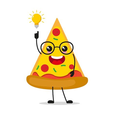 Premium Vector Cute Smart Pizza Character Funny Pie Got Inspiration