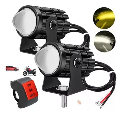 Par Faros De Lupa Doble Color Alta Baja Para Auto Moto 80w MercadoLibre