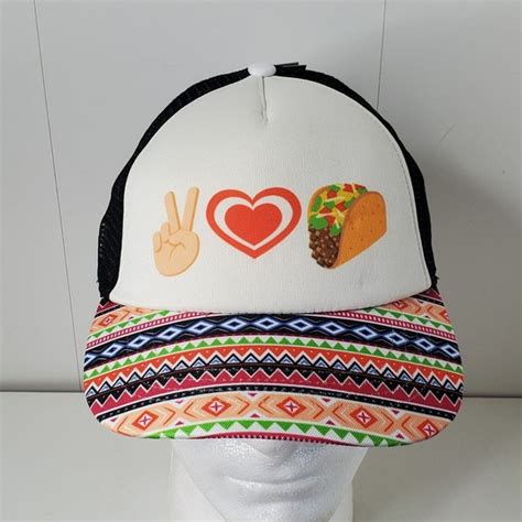 Emoji One Accessories Nwt 27 Peace Love Tacos Baseball Cap Mesh