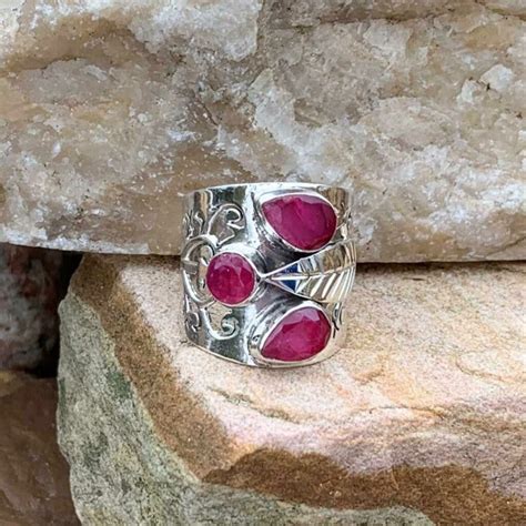 Triple Ruby Sterling Ring Gle Good Living Essentials