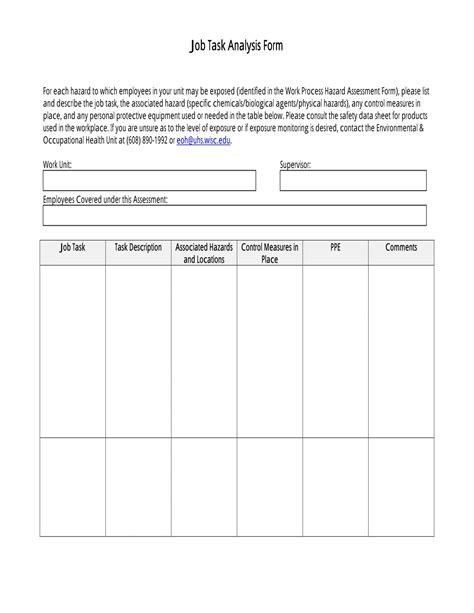 Printable Job Safety Analysis Forms