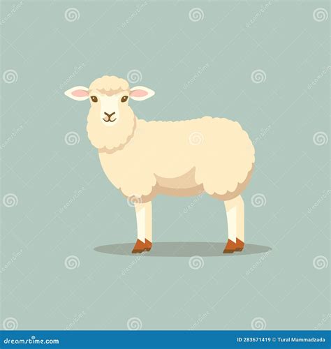 Vector Of A White Sheep Standing On Top Of A Green Field Stock Vector