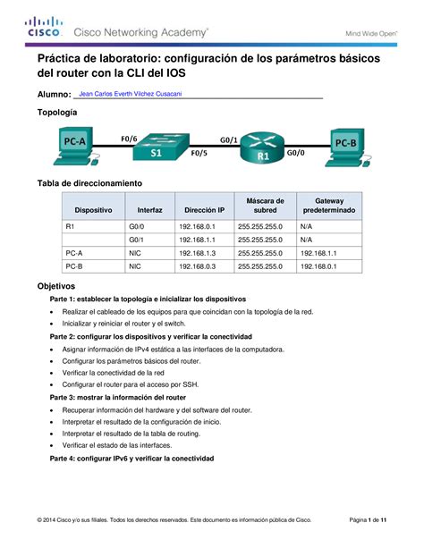 PDF 4 1 4 6 Lab Comandos De Configuracion Basica De Router