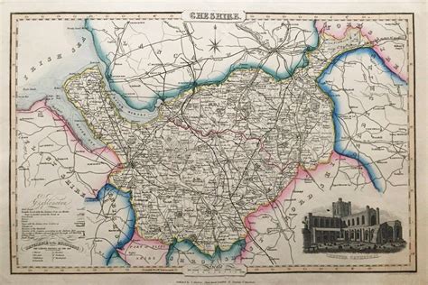 Early 19th Century Antique Map Of Cheshire By James Pigot