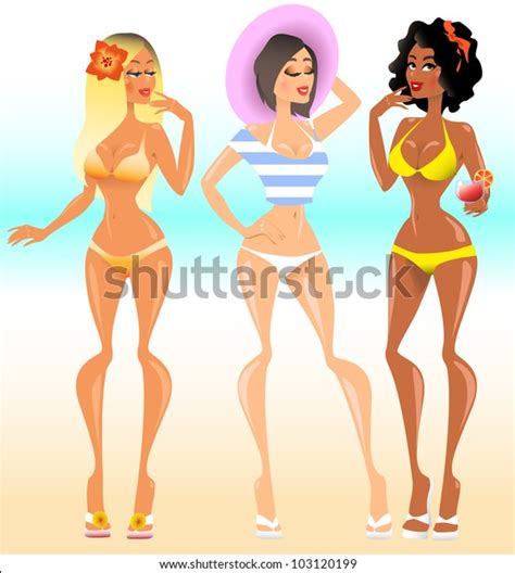 Sexy Girls Bikini Vector Set 스톡 벡터 로열티 프리 103120199 Shutterstock