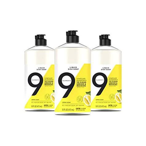 9 Elements Dishwashing Liquid Dish Soap Lemon Scent Cleaner 16 Oz Bottles Pack Of 3 Walmartca