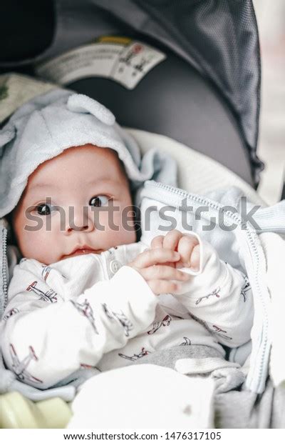 Portrait Cute Chinese American Baby Stroller Stock Photo 1476317105