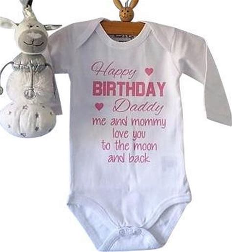 Baby Rompertje Met Tekst Meisje Happy Birthday Gefeliciteerd Daddy Papa