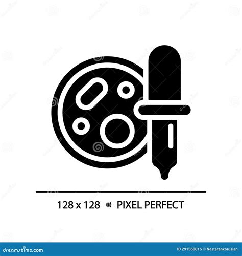 D Glyph Style Black Bacteria With Dropper Simple Icon Stock Vector