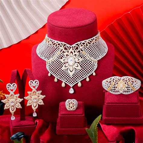 Godki Big Fashion Pcs Luxury Flower Statement Choker Jewelry Set For