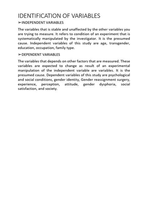 Identification Of Variables Pdf