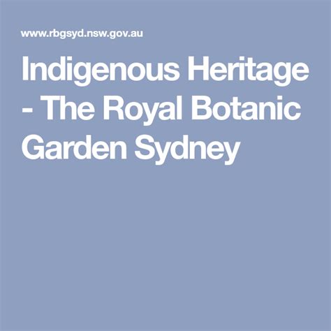 Indigenous Heritage The Royal Botanic Garden Sydney Heritage Royal